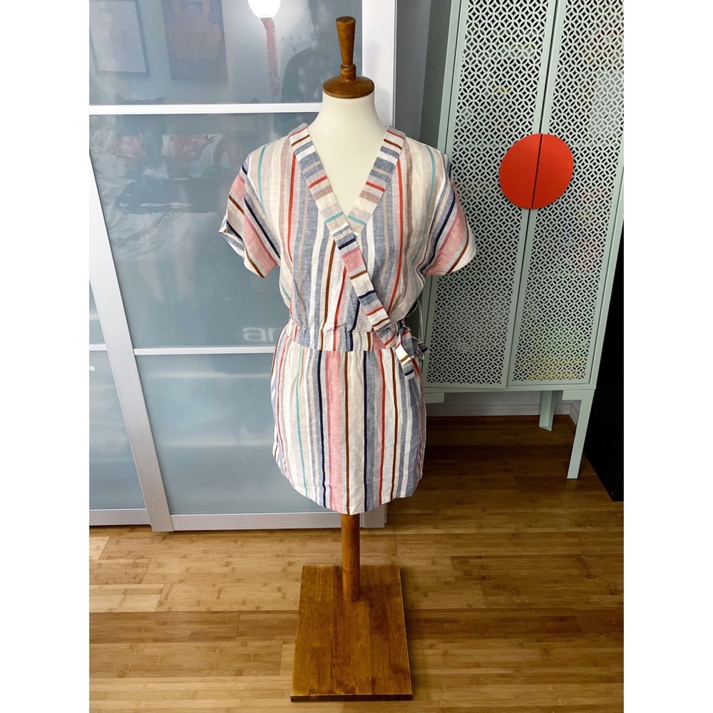 NWT LA Classe Couture Striped Faux Wrap Dress